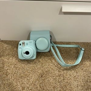 Blue Polaroid Camera and Case